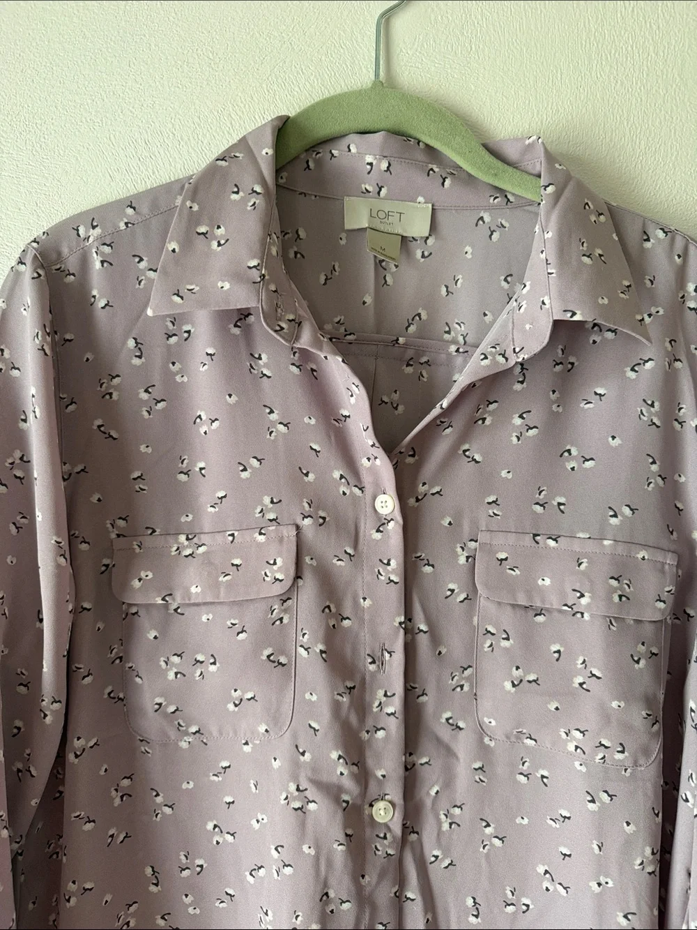 LOFT Dusty Lavender Floral Button-Down Shirt - Picture 3 of 5